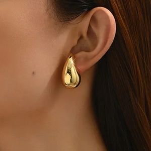 Gold Teardrop Clip-on Earrings